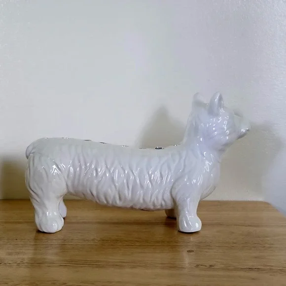 Corgi Menorah White Ceramic Hanukkah Chanukah Judaica Jewish Puppy Candle Holder - Picture 3 of 6